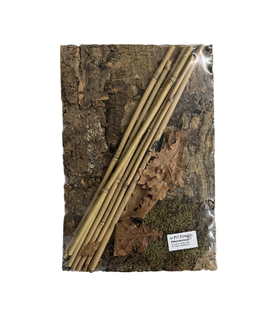 Terrarium Rückwand Set mit Moos Laub und Bambus