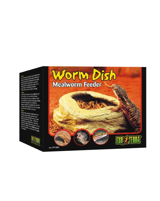 Exo Terra Worm Dish Wurmfutterschale mit Randring für Mehlwürmer im Terrarium ausbruchsicher Verpackung