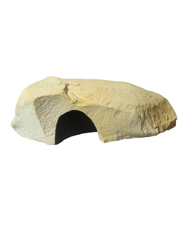 Höhle Large I aus Mineralguss – Terrarienversteck und Sonnenplatz in Steinoptik.