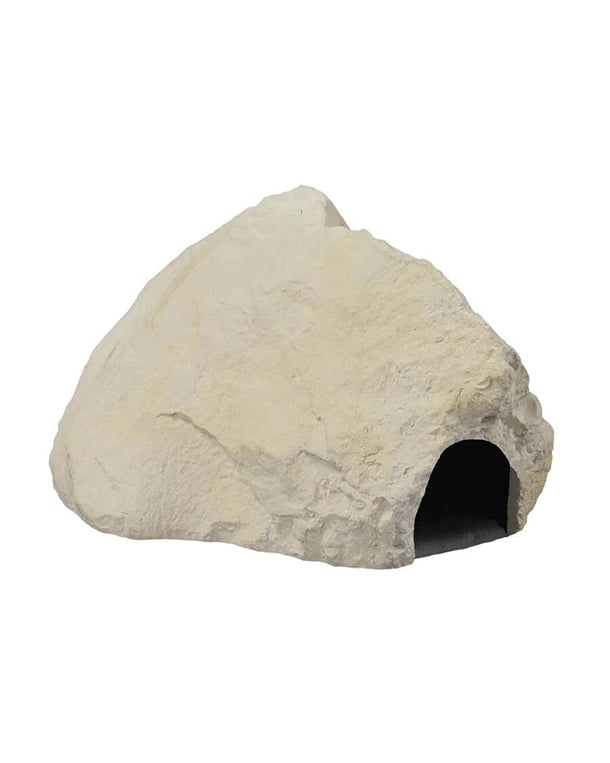 Höhle Large II Hell aus Mineralguss – Terrarienversteck und Sonnenplatz in natürlicher Steinoptik.