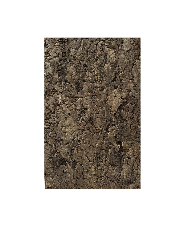 Naturnahe Korkrückwand für Terrarien aus unterschiedlich geformten Zierkorkstücken mit rauer Rindenoberfläche.