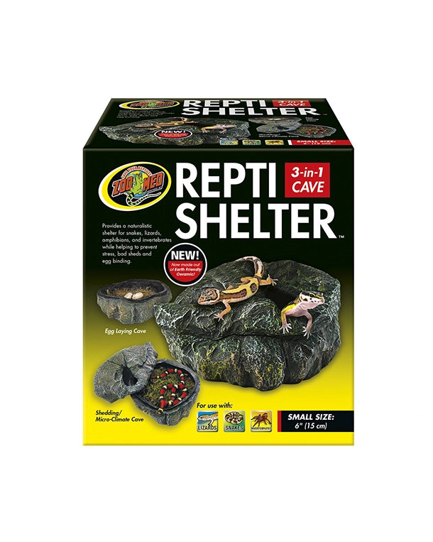 Repti Shelter 3 in 1 Cave Small aus Keramik – Feuchthöhle für kleine Reptilien und Amphibien