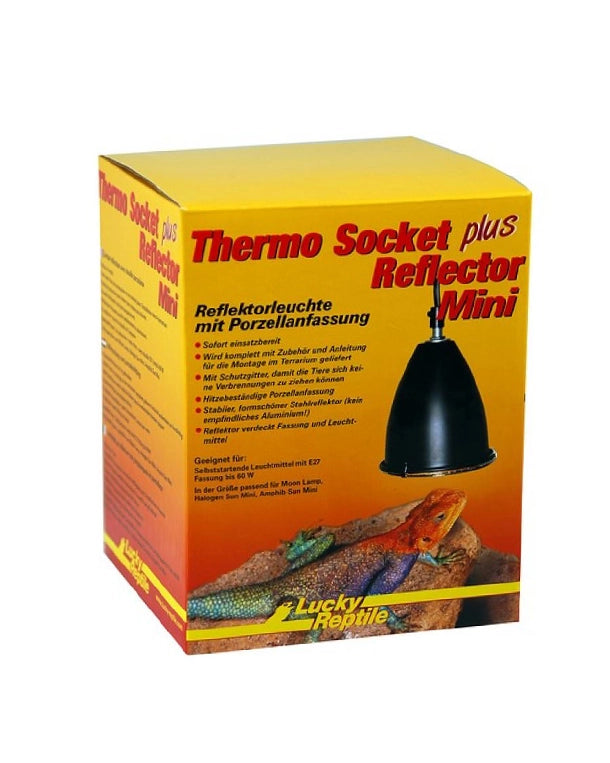 Thermo Socket Plus Reflektorleuchte E27 mit Stahlreflektor und Schutzgitter für Terrarienlampen Verpackung Mini Schwarz