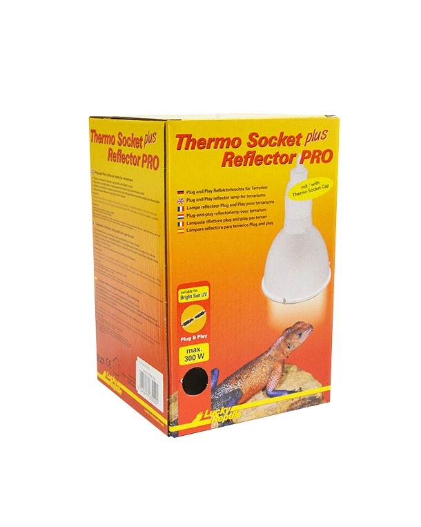 Thermo Socket Plus Reflector PRO klein E27 weiss mit Schutzgitter und Steckverbinder bis 300W für Bright Sun UV Verpackung Weiss