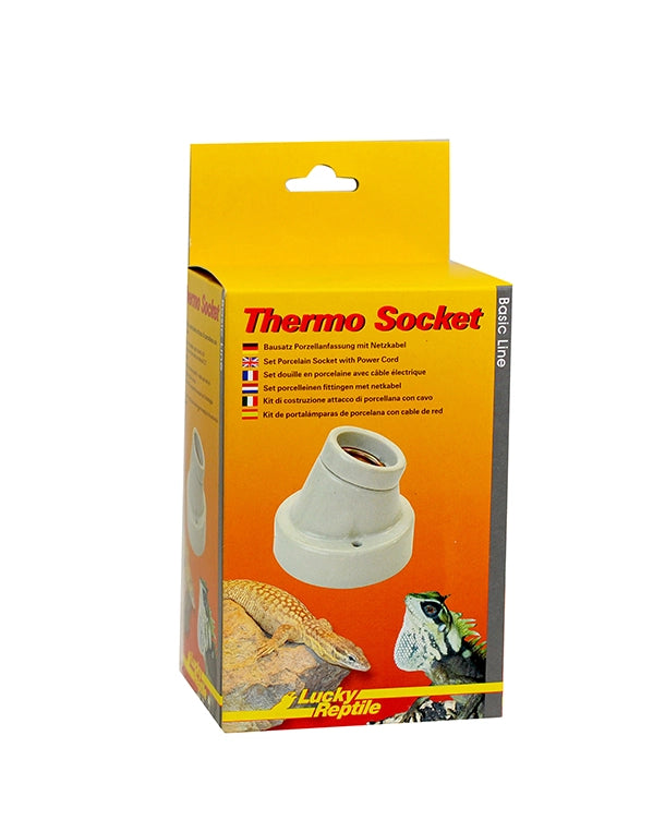 Abgewinkelte Porzellanfassung E27 Thermo Socket Basic Line bis 150W mit Kabel und Schalter für Terrarium