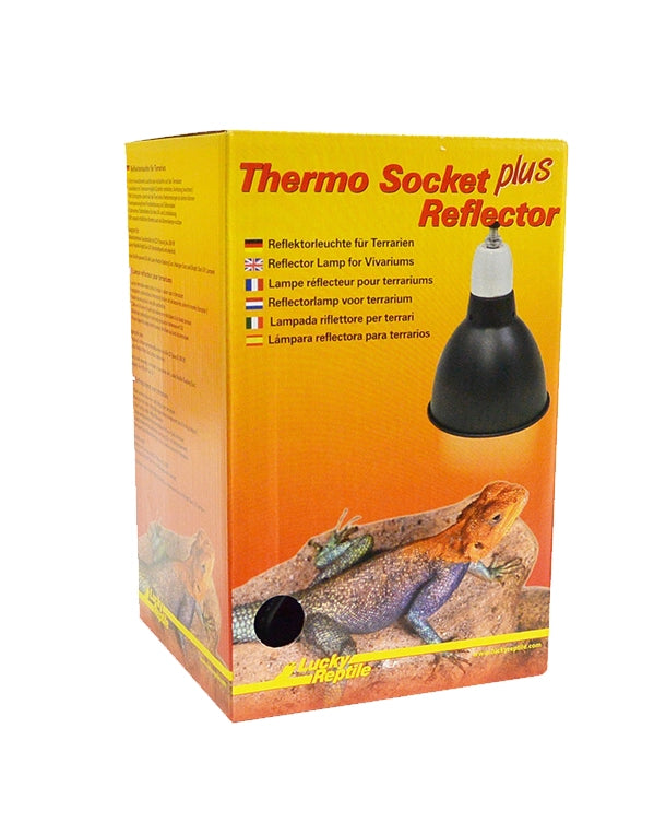 Thermo Socket Plus Reflektorleuchte E27 mit Stahlreflektor und Schutzgitter für Terrarienlampen klein Verpackung
